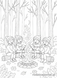 Kolorowanka Jesienne - Ognisko jesienne