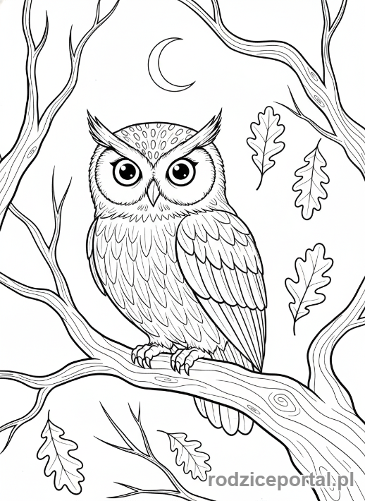 Kolorowanka Jesienne - Sowa na gałęzi