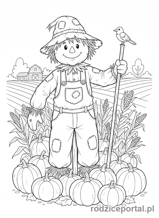 Kolorowanka Jesienne - Strach na wróble