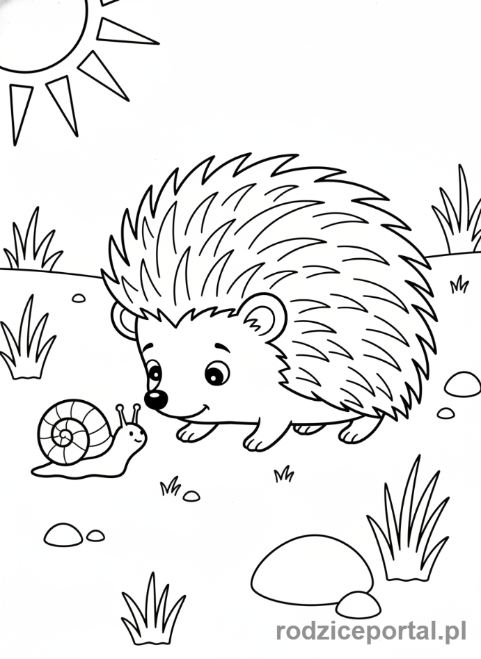 Kolorowanka Jeż - Jeż i ślimak