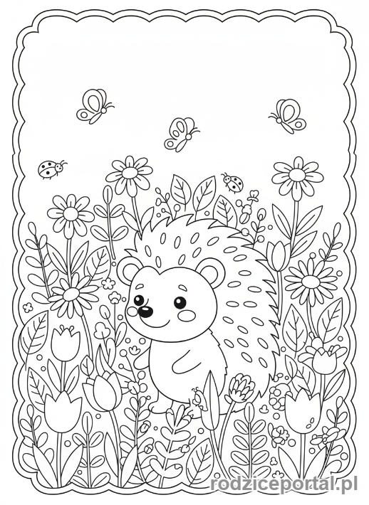 Kolorowanka Jeż - Jeż w ogrodzie