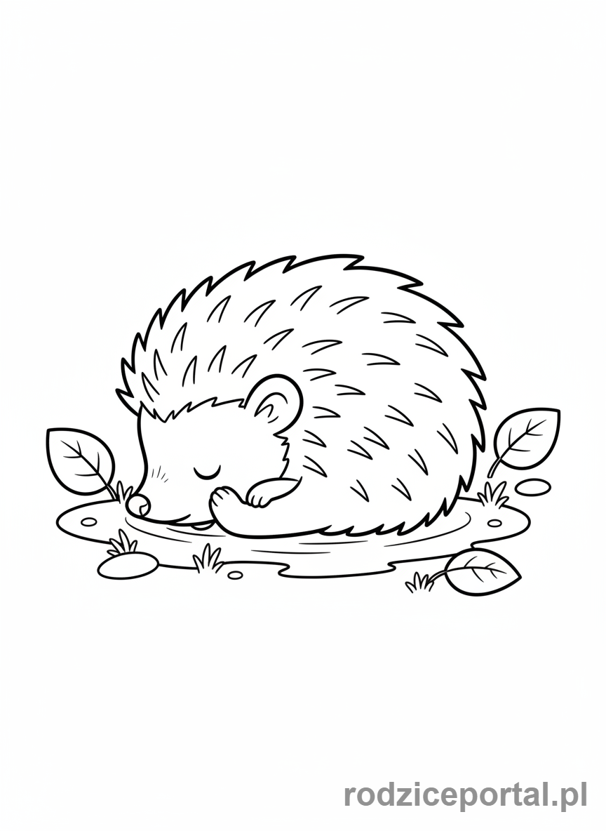Kolorowanka Jeż - Śpiący mały jeż