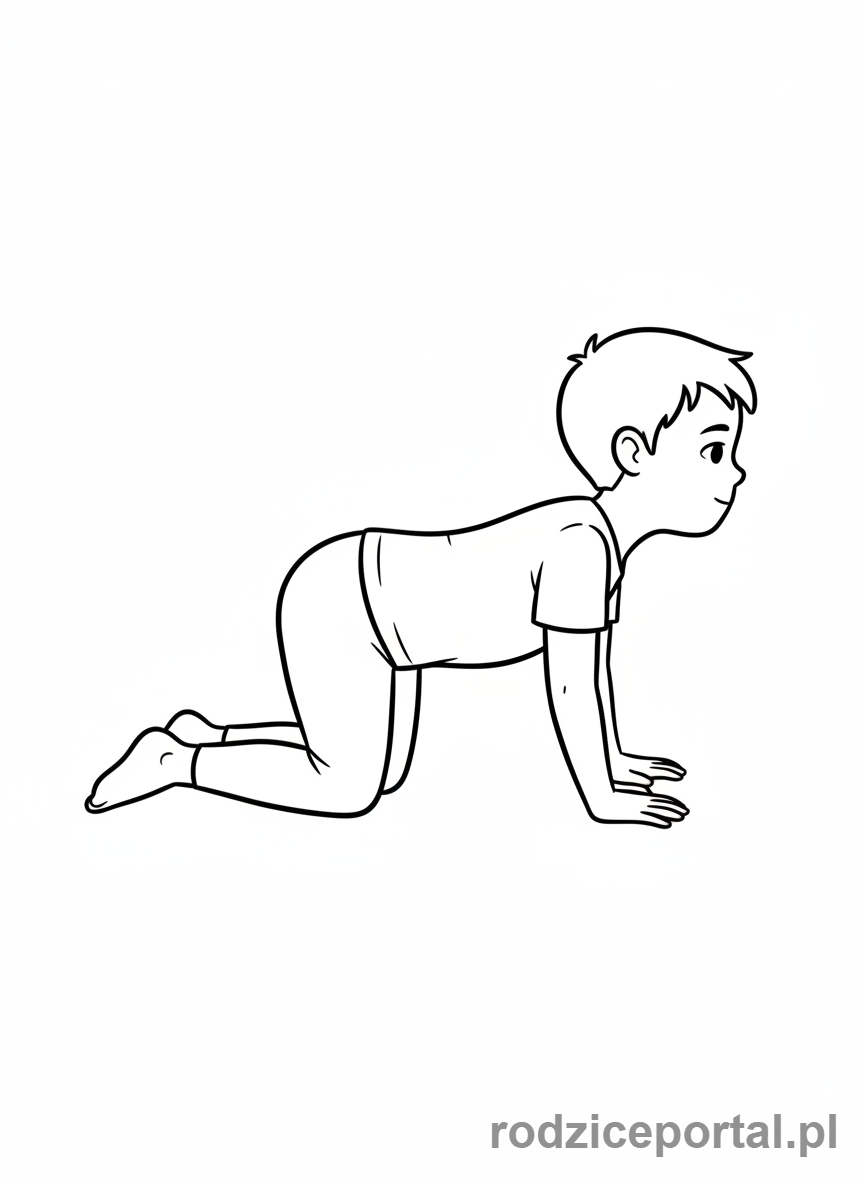Kolorowanka Joga Dla Dzieci - Dziecko robi koci grzbiet