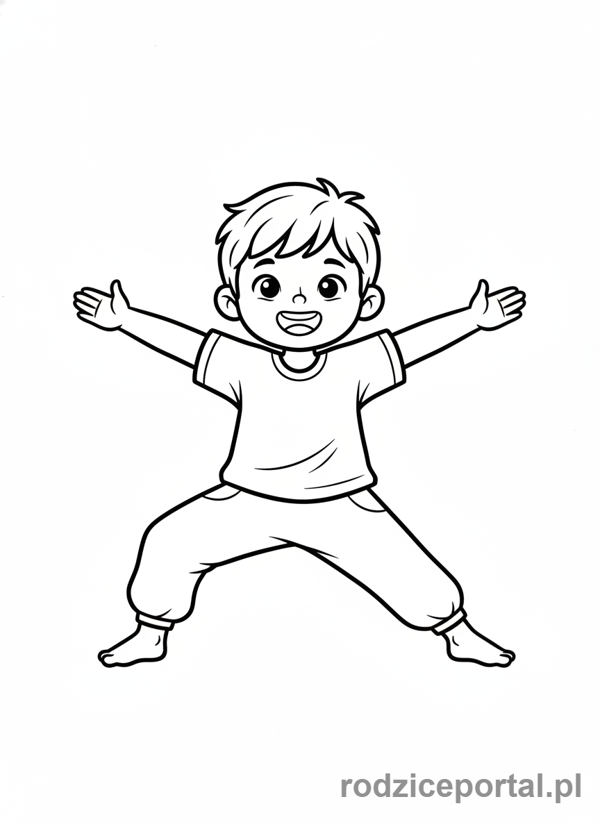 Kolorowanka Joga Dla Dzieci - Dziecko w pozycji gwiazdy