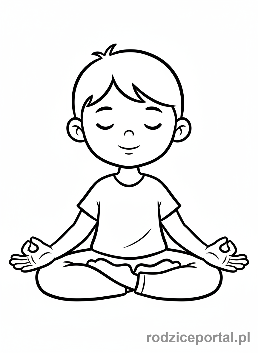 Kolorowanka Joga Dla Dzieci - Dziecko w pozycji lotosu