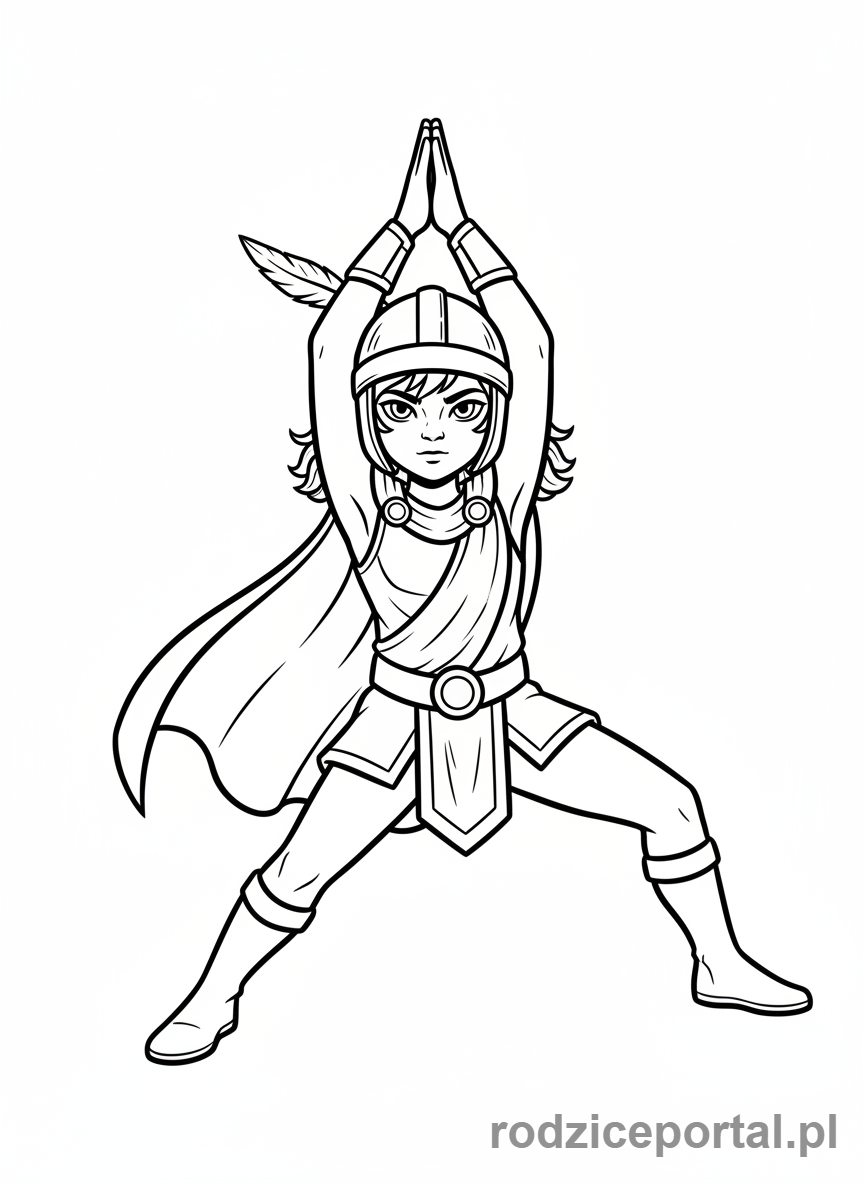 Kolorowanka Joga Dla Dzieci - Dziecko w pozycji wojownika