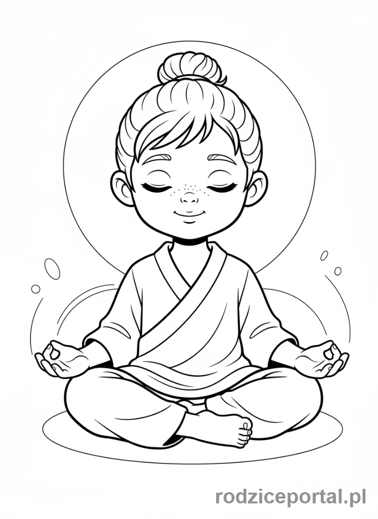 Kolorowanka Joga - Dziecko medytujące z uśmiechem