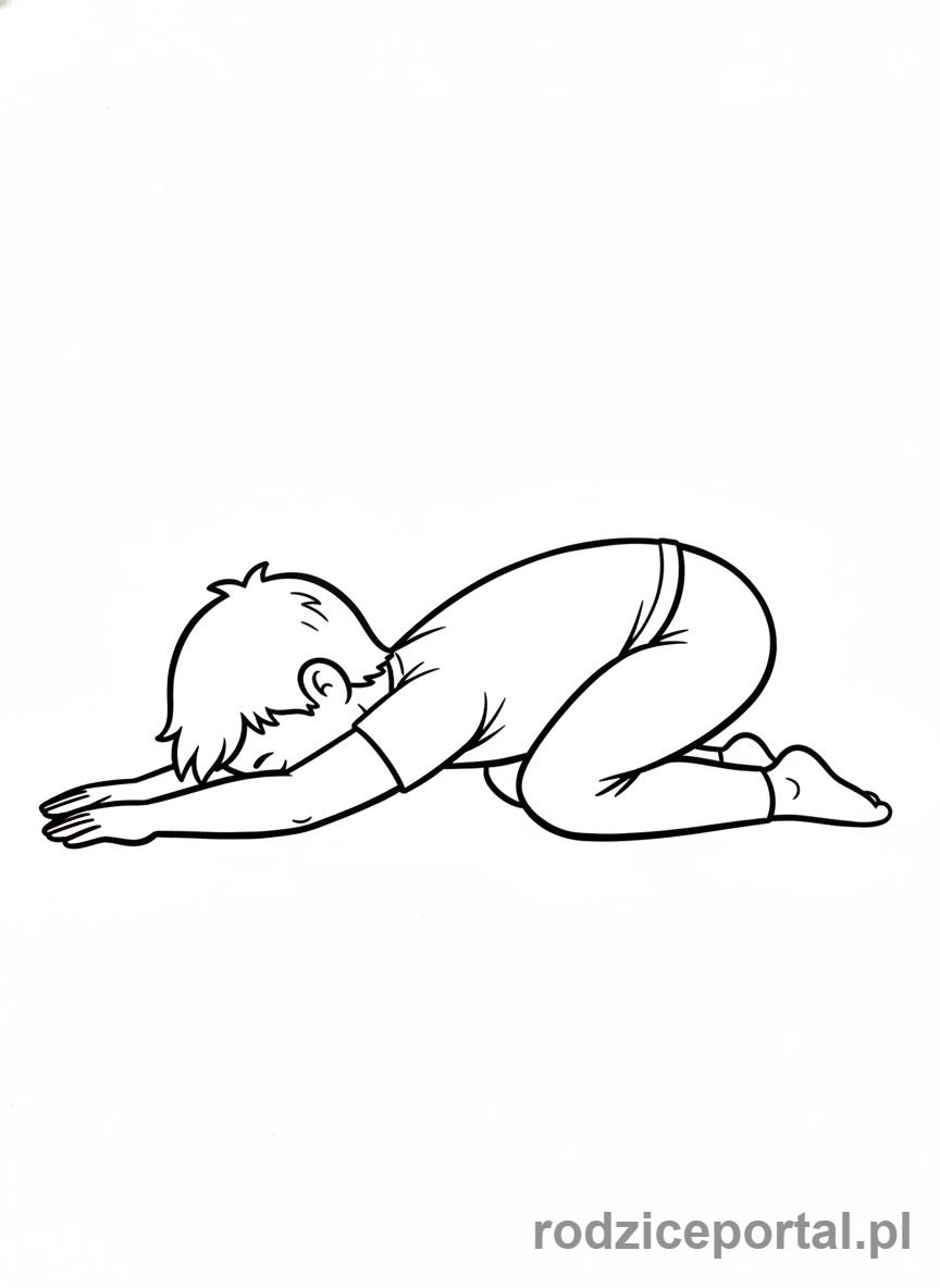 Kolorowanka Joga - Dziecko w pozycji Balasany