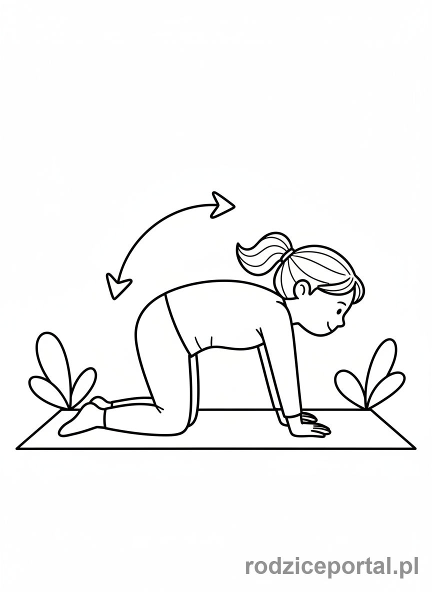 Kolorowanka Joga - Dziecko w pozycji kota-krowy
