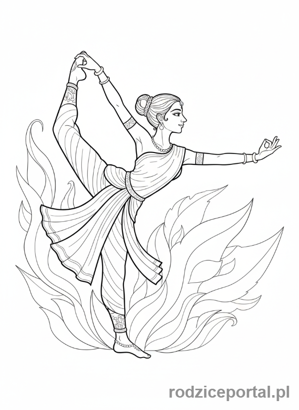 Kolorowanka Joga - Kobieta w pozycji Tancerza