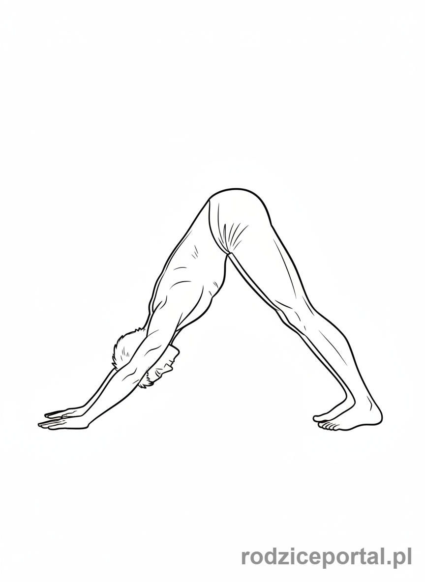 Kolorowanka Joga - Mężczyzna w pozycji Psa z głową w dół