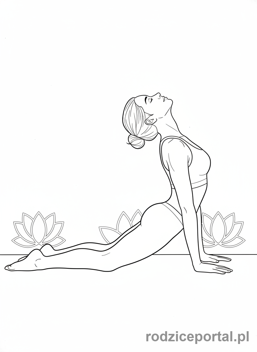 Kolorowanka Joga - Postać w pozycji Psa z głową w górę