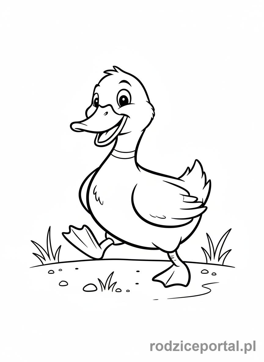 Kolorowanka Kaczka - Kaczka drepcze