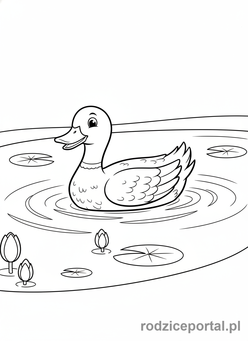 Kolorowanka Kaczka - Kaczka plywa