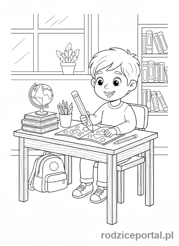 Kolorowanka Kalendarz Dla Dzieci - Dzieci w szkole