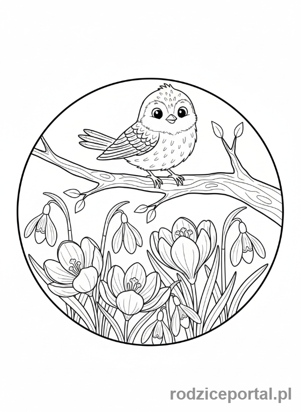 Kolorowanka Kalendarz Dla Dzieci - Wiosenne kwiaty