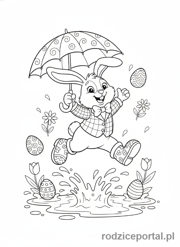 Kolorowanka Kalendarz Dla Dzieci - Zajączek wielkanocny