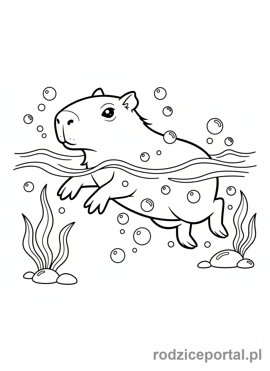 Kolorowanka Kapibara - Kapibara pływająca