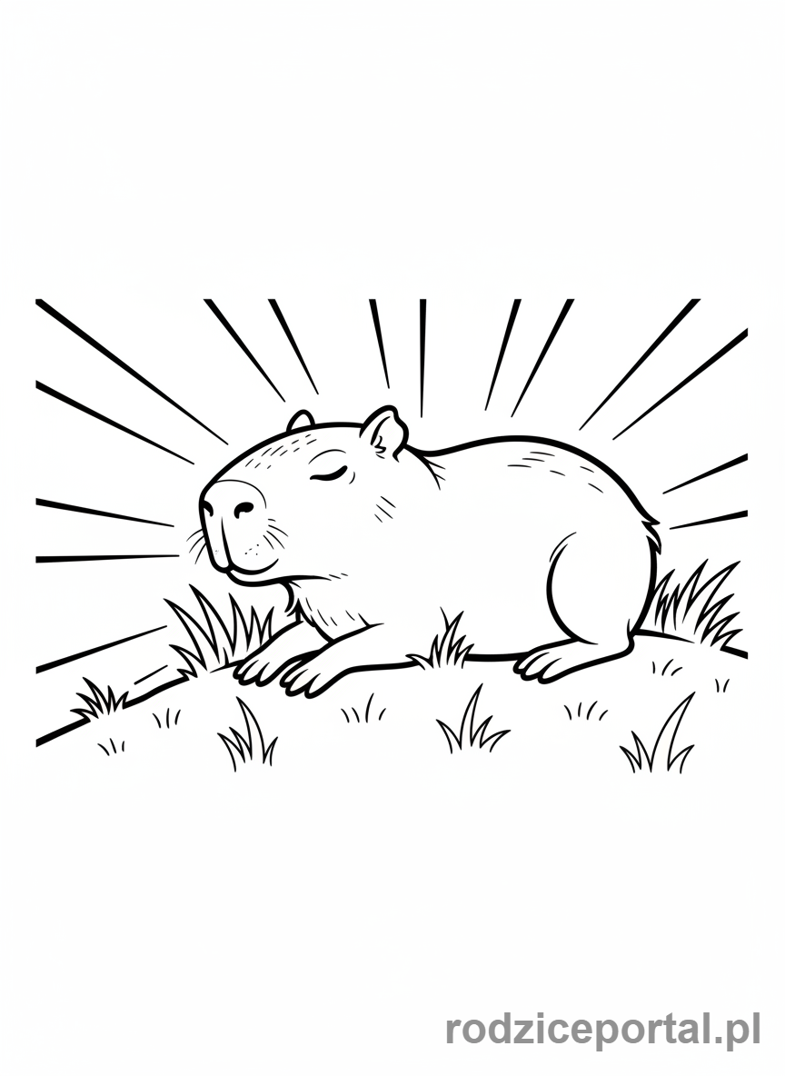 Kolorowanka Kapibara - Kapibara w słońcu