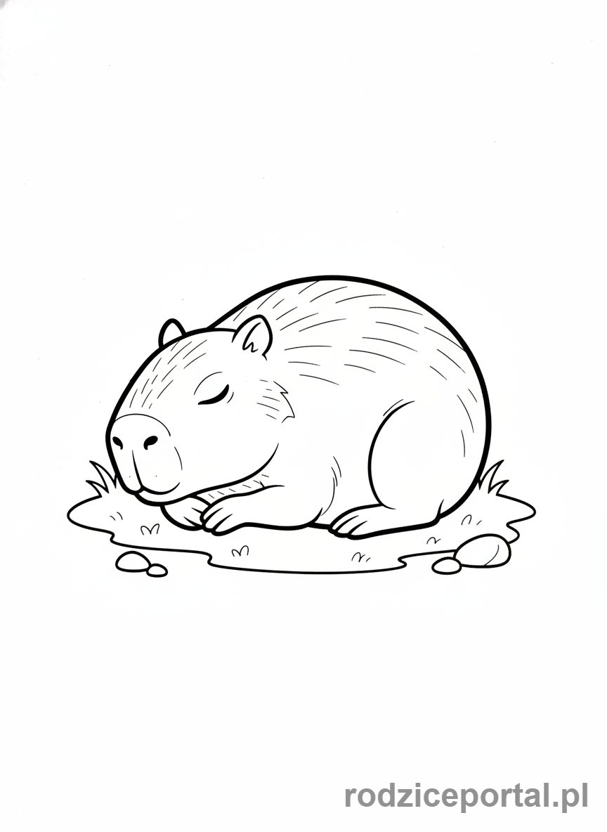 Kolorowanka Kapibara - Śpiąca kapibara