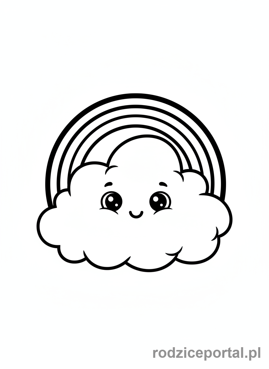 Kolorowanka Kawaii - Chmurka z tęczą