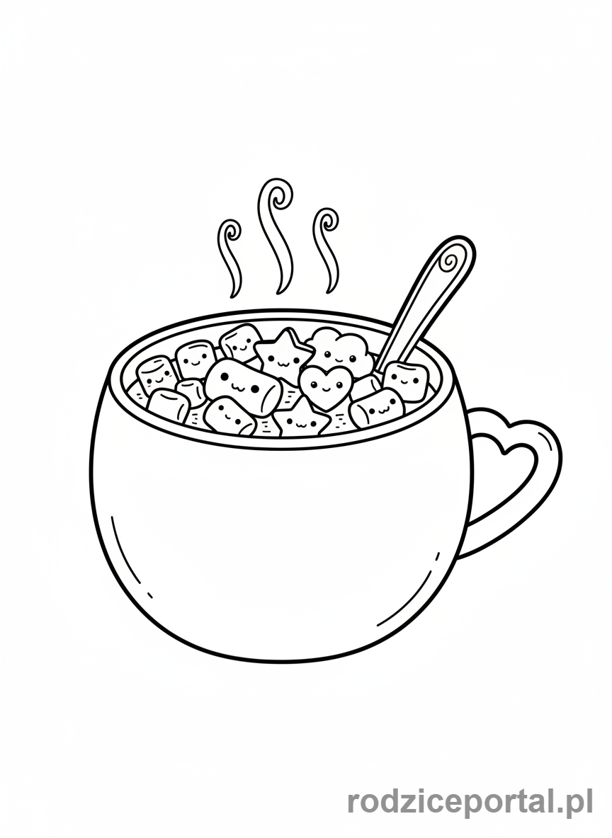 Kolorowanka Kawaii - Kakao z piankami