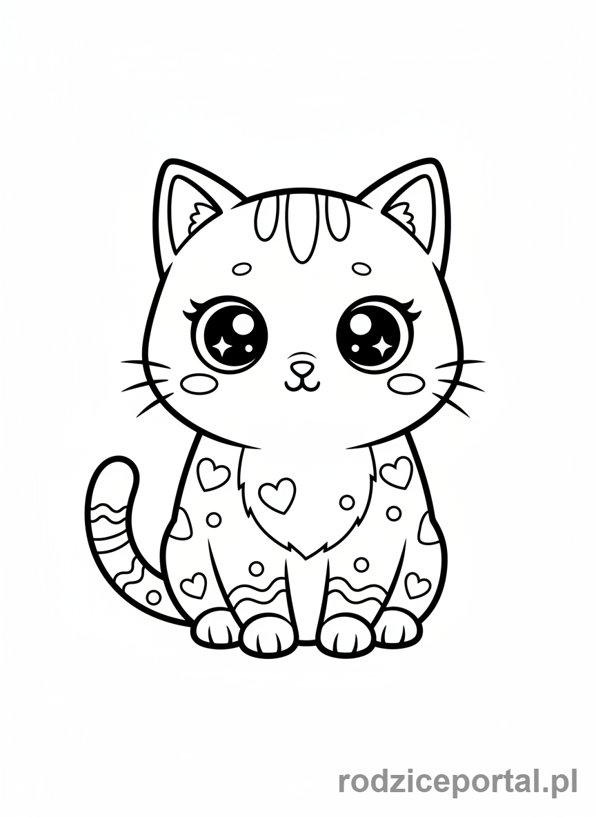 Kolorowanka Kawaii - Kot kawaii