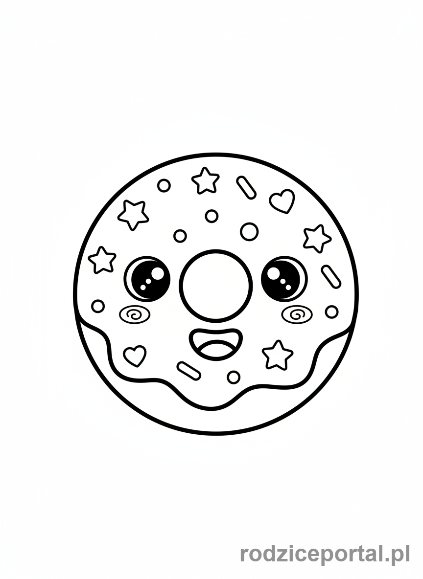 Kolorowanka Kawaii - Pączek kawaii