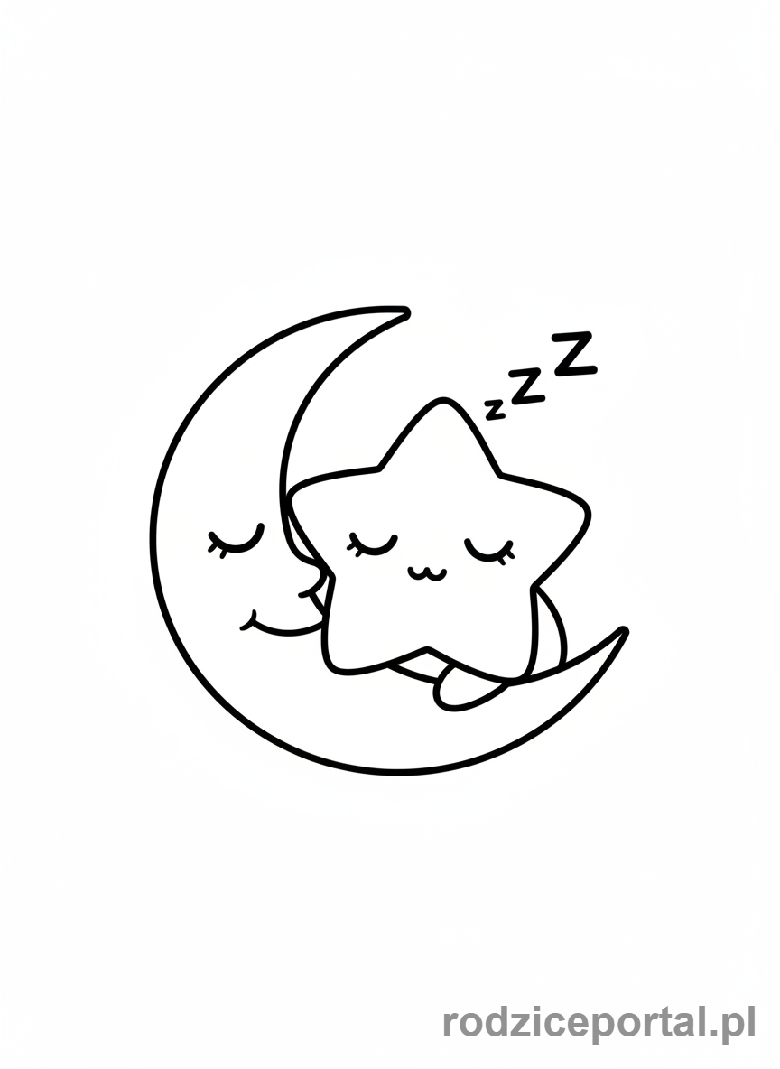 Kolorowanka Kawaii - Śpiąca gwiazdka