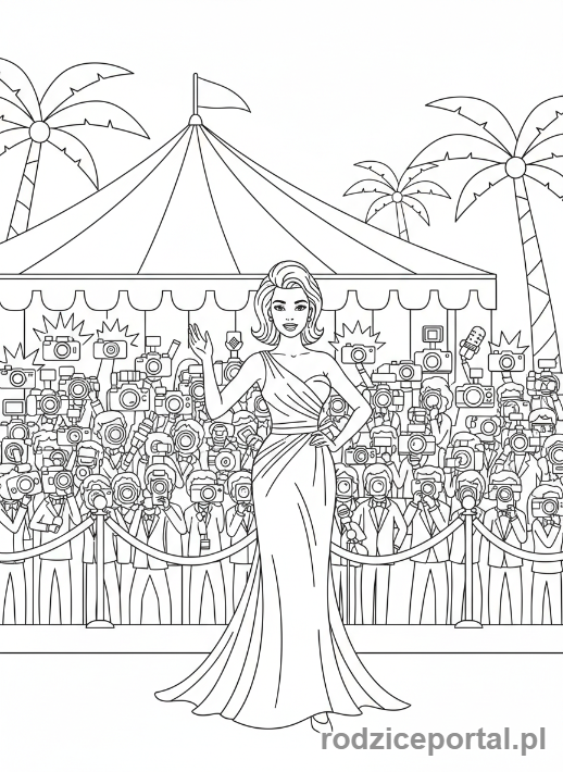 Kolorowanka Kino - Gwiazda filmu na czerwonym dywanie