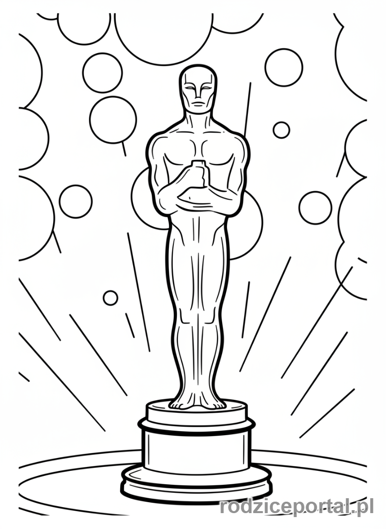 Kolorowanka Kino - Statuetka Oscara z reflektorami