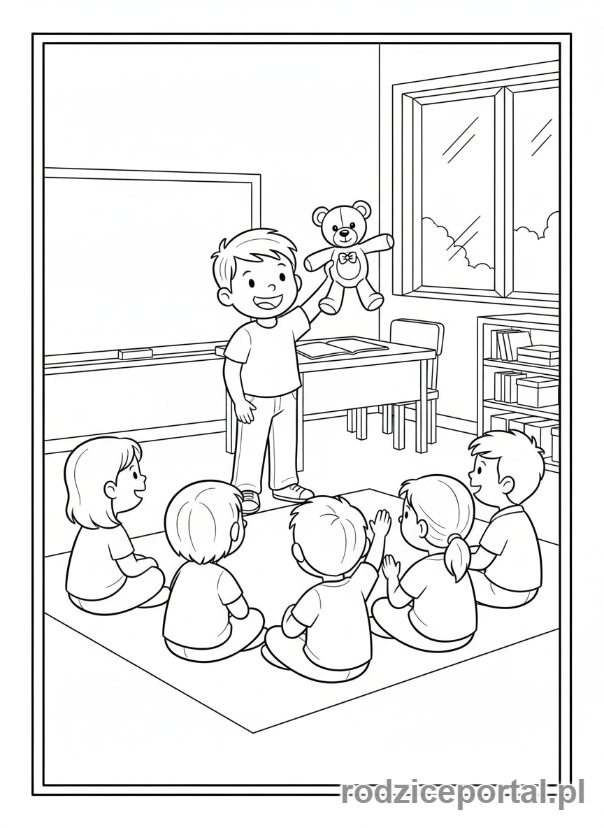 Kolorowanka Klasa 1 - Dziecko na 'Show and Tell'