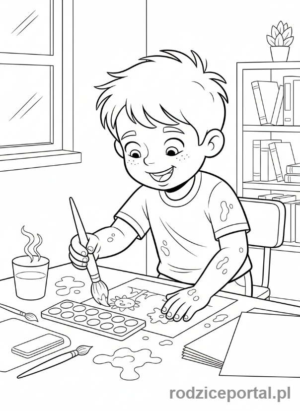 Kolorowanka Klasa 2 - Chłopiec maluje