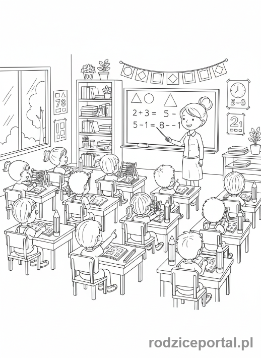 Kolorowanka Klasa 2 - Lekcja matematyki
