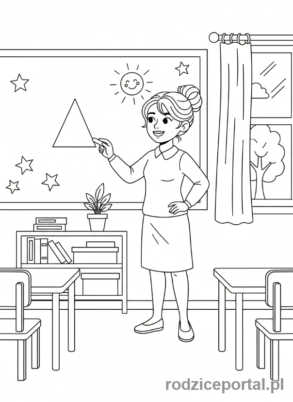 Kolorowanka Klasa 2 - Nauczycielka pisze
