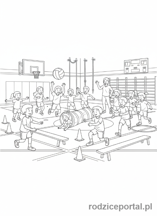Kolorowanka Klasa 2 - Uczniowie na WF