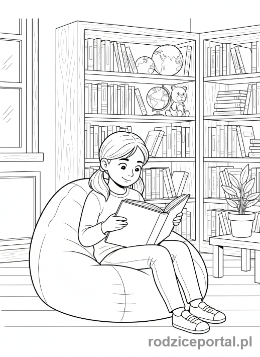 Kolorowanka Klasa 3 - Czytanie w bibliotece