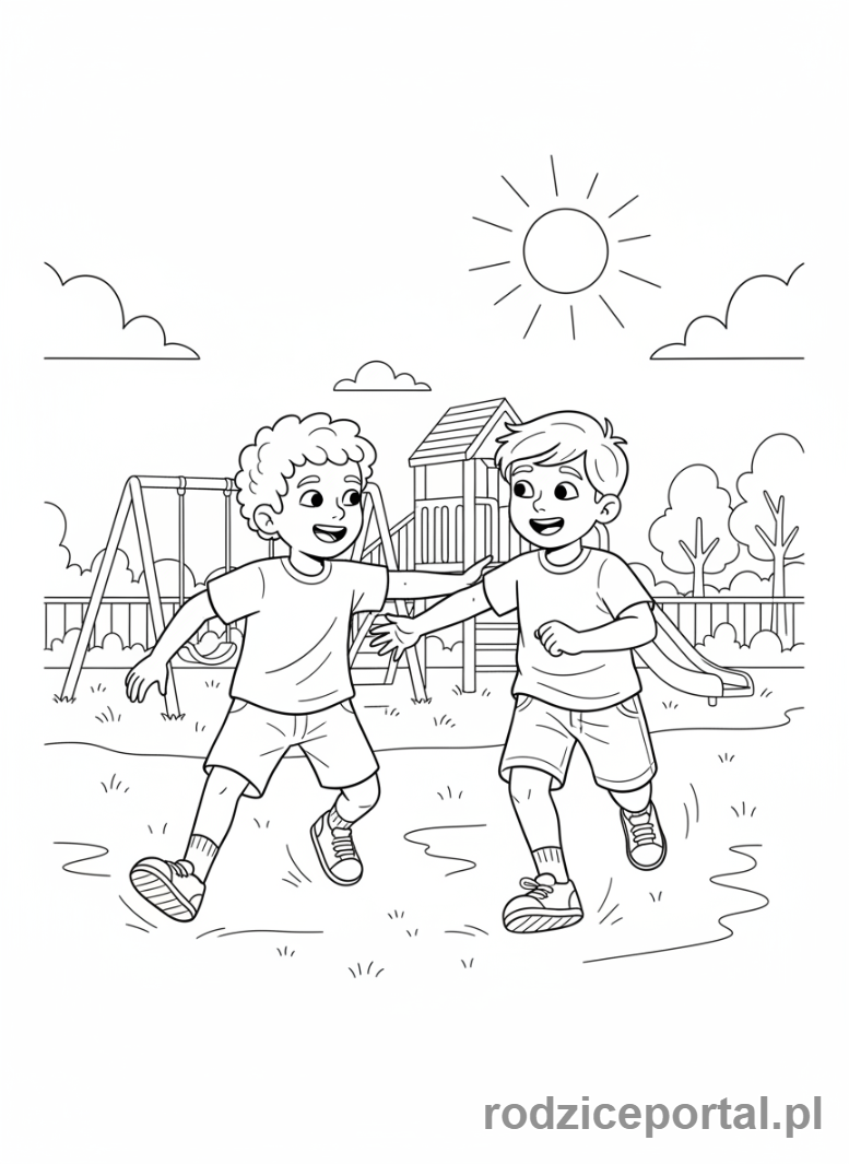 Kolorowanka Klasa 3 - Zabawa na placu zabaw