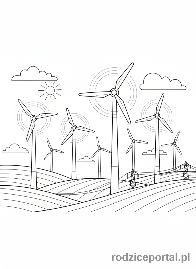 Kolorowanka Klimat - Farma wiatrowa