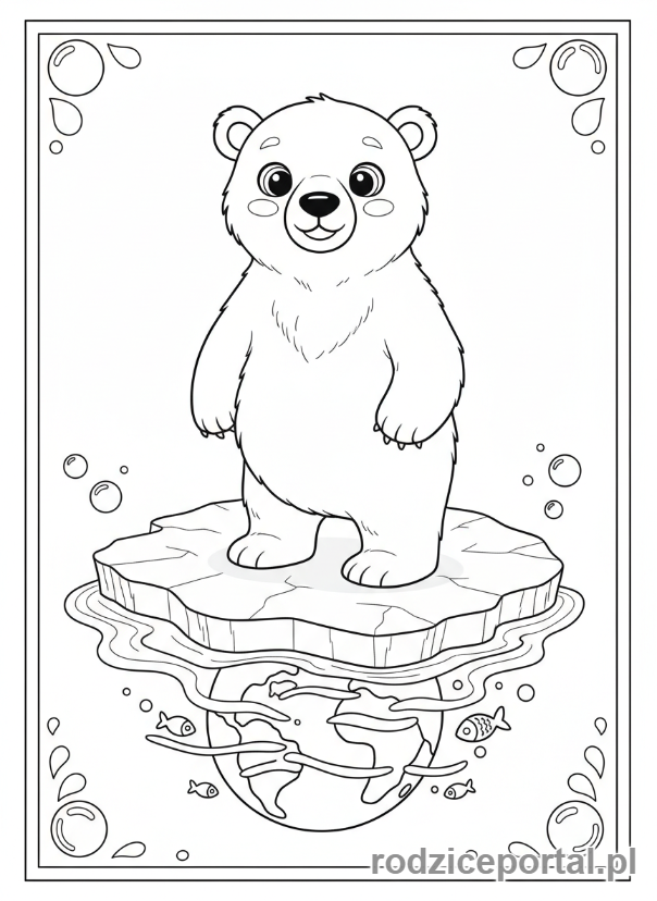 Kolorowanka Klimat - Miś polarny na krze