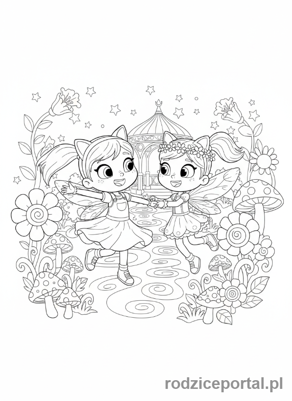 Kolorowanka Koci Domek Gabi - Gabi tanczy z Kicią Wróżką