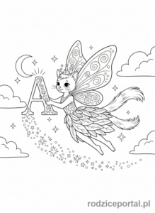 Kolorowanka Koci Domek Gabi - Wróżkicia leci z listem