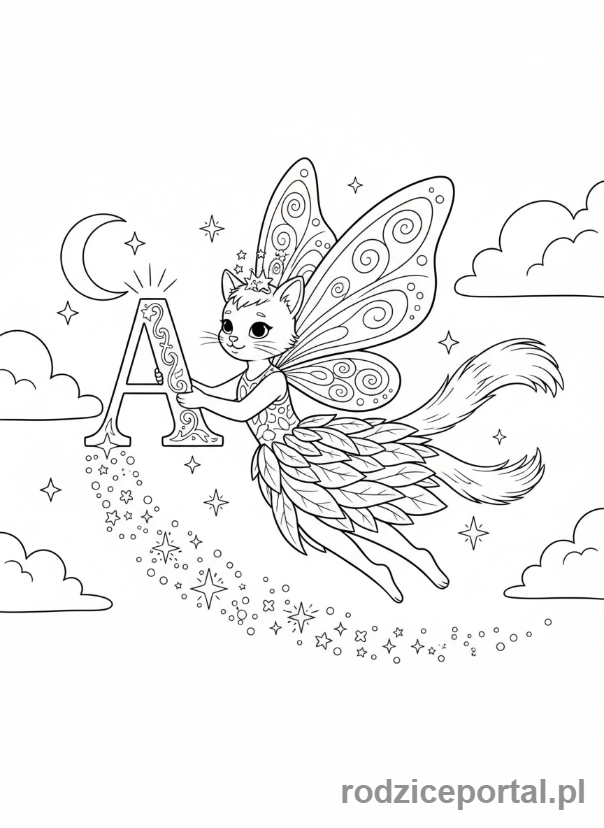 Kolorowanka Koci Domek Gabi - Wróżkicia leci z listem