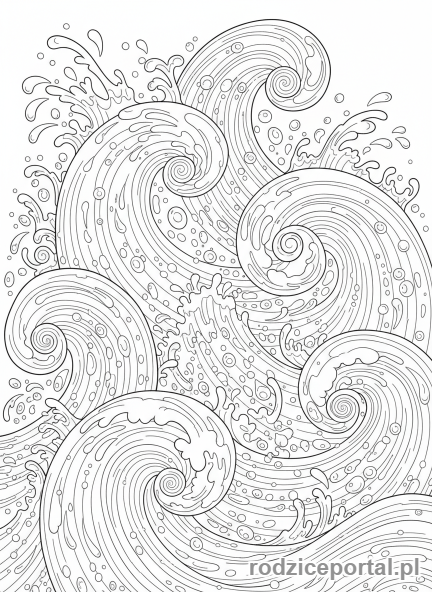 Kolorowanka Kolorowanki Dla Dorosłych - Abstrakcyjny wzór fal i kropli