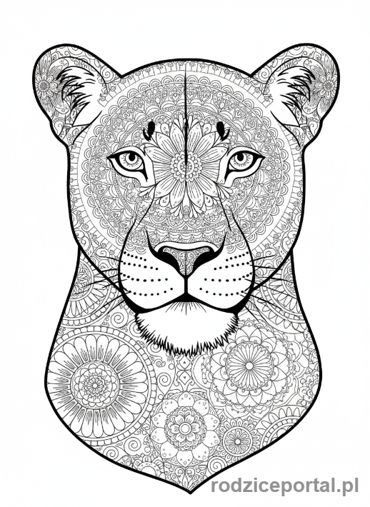 Kolorowanka Kolorowanki Dla Dorosłych - Lwica z mandalowym futrem