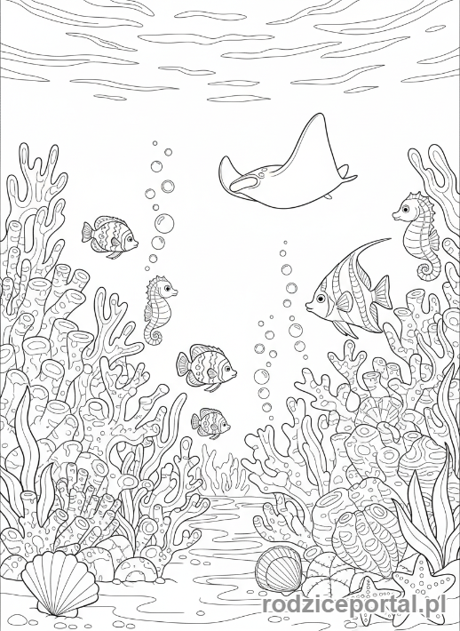 Kolorowanka Kolorowanki Dla Dorosłych - Motywy morskie z koralowcami