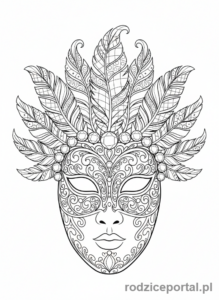 Kolorowanka Kolorowanki Dla Dorosłych - Wenecka maska z ornamentami
