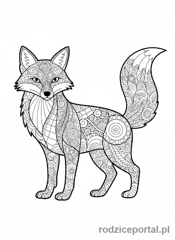 Kolorowanka Kolorowanki Dla Dorosłych - Wzór zentangle lisa