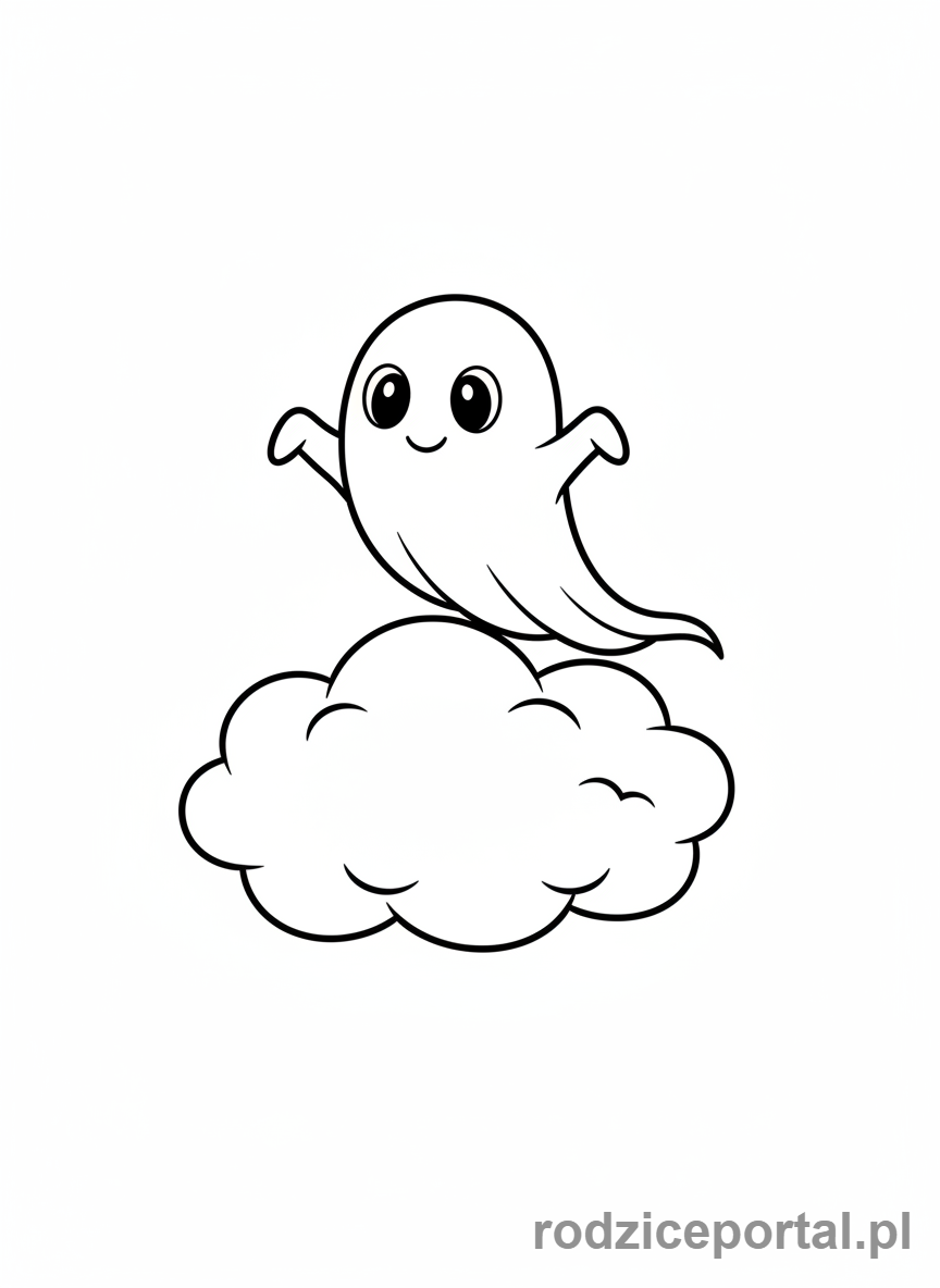 Kolorowanka Kolory Po Angielsku - Biała chmura i duch z napisem WHITE