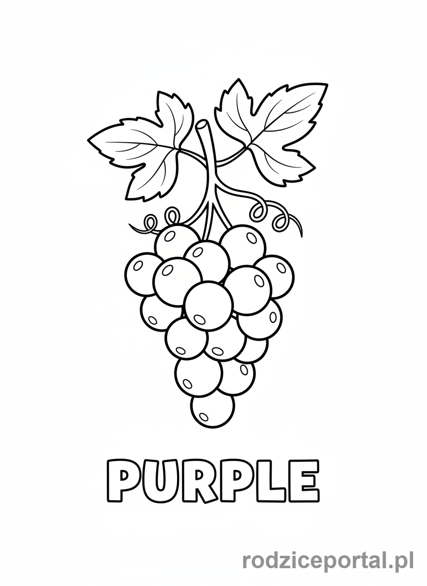 Kolorowanka Kolory Po Angielsku - Fioletowe winogrona z napisem PURPLE